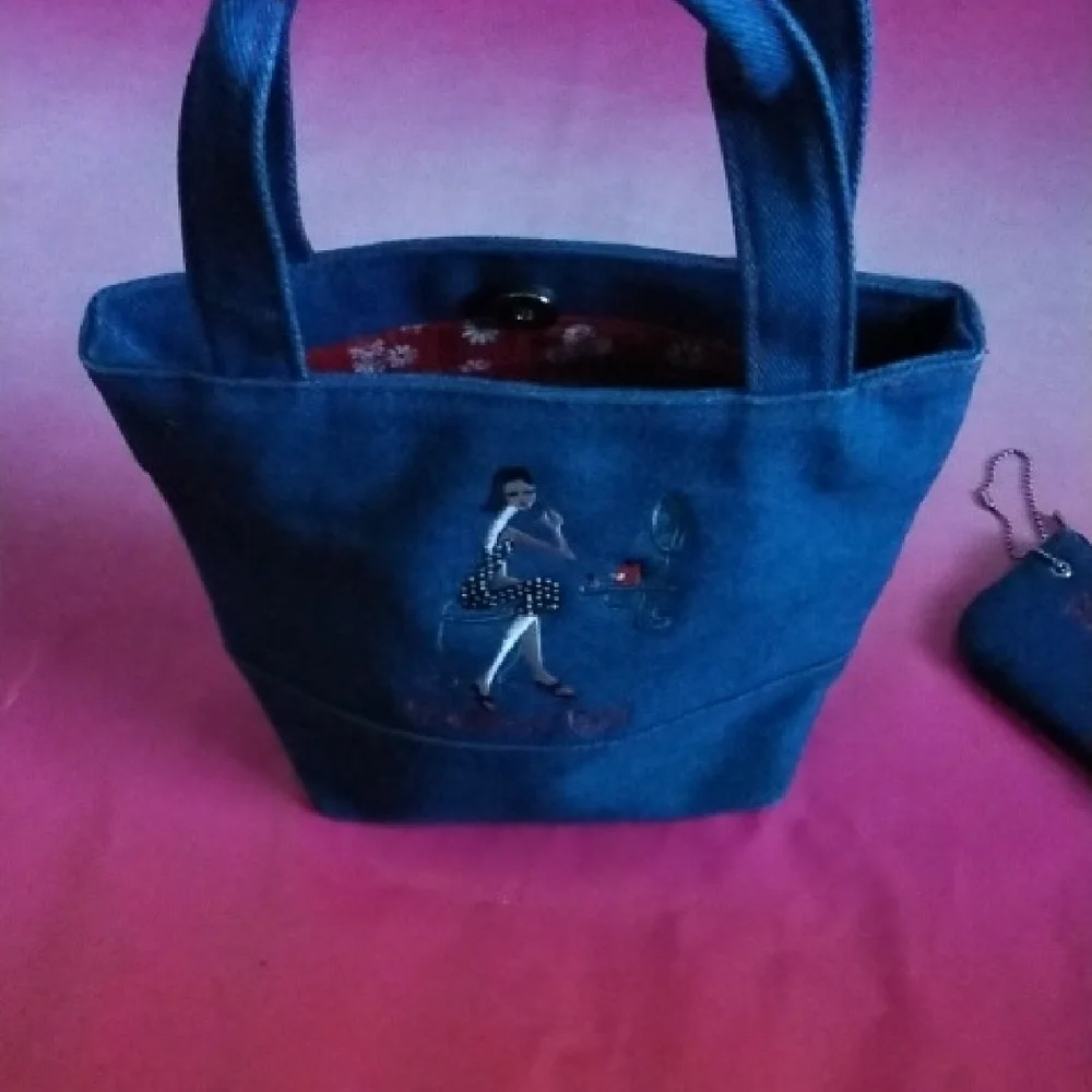 The Girls Blue Denim Tote and Pouch Set